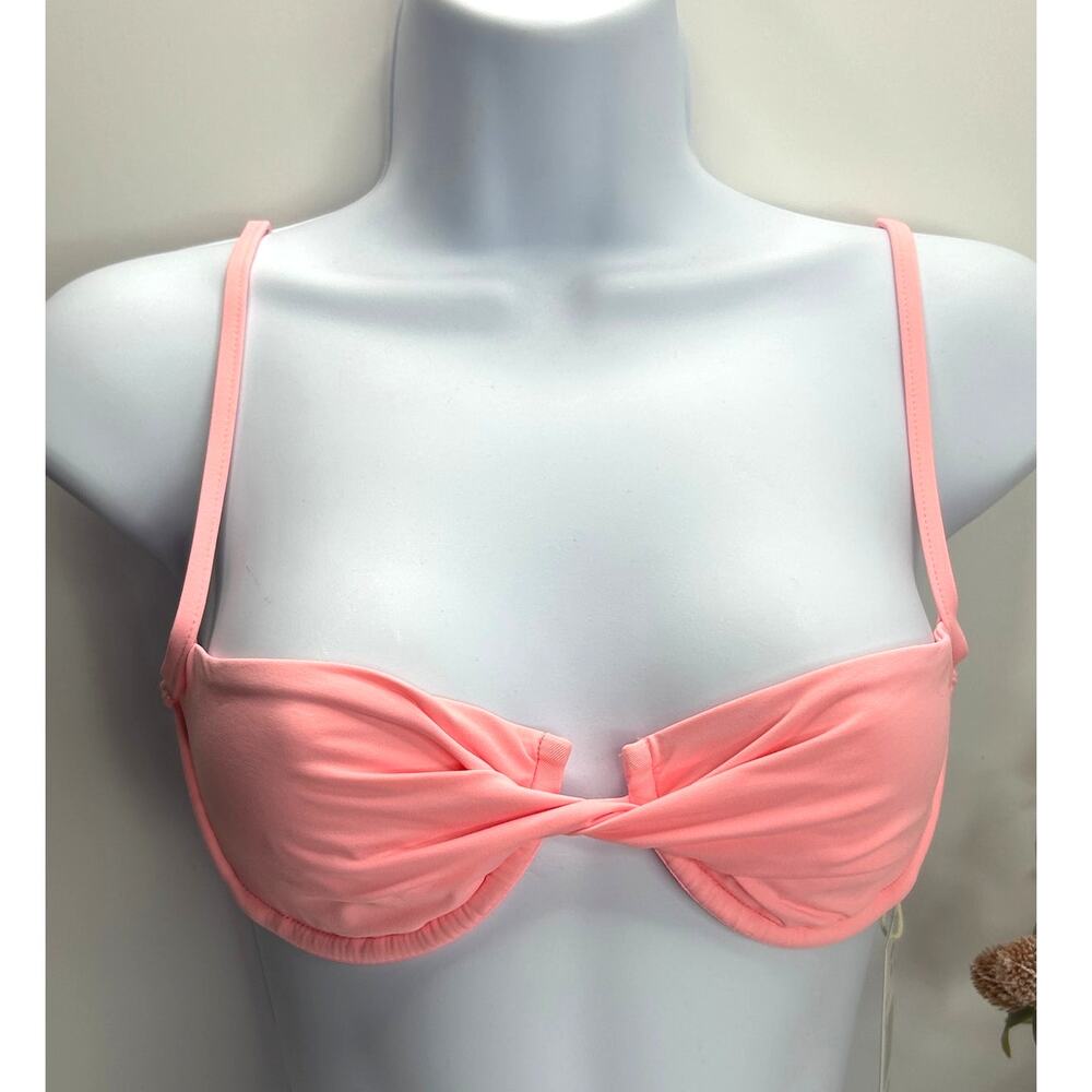 L*Space Kerri Demi Twist Underwire Bikini Top Pink Women XS NWT